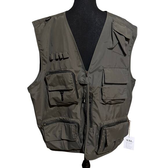 NWT Flygo Fly Fishing Khaki Green Outdoor Vest Men's Big and Tall XXL - Picture 1 of 6